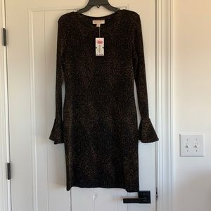 NWT Michael Kors black and gold sweater dress